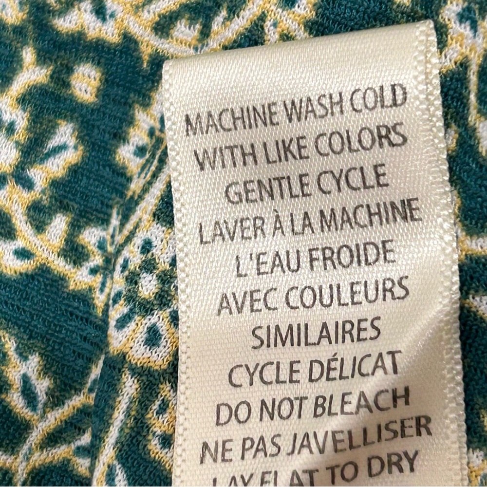 Max Studio Shift Dress Flutter Sleeves Teal Green White Vine Floral Print NWOT - Picture 7 of 7